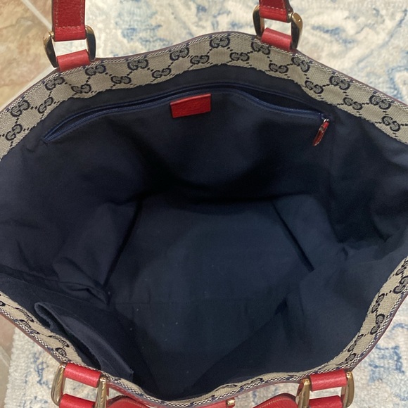 Gucci Deep Red Leather with Interior Logo Rim Tote - Picture 10 of 12